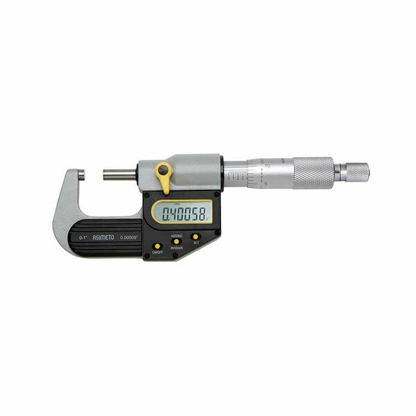 Asimeto 0-1"/0-25mm Asimeto Coolant Proof IP65 SPC Digital Micrometer 7105015